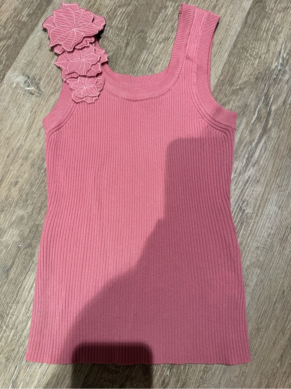Cupshe NEW Ribbed Tank with Floral Shoulder Detail